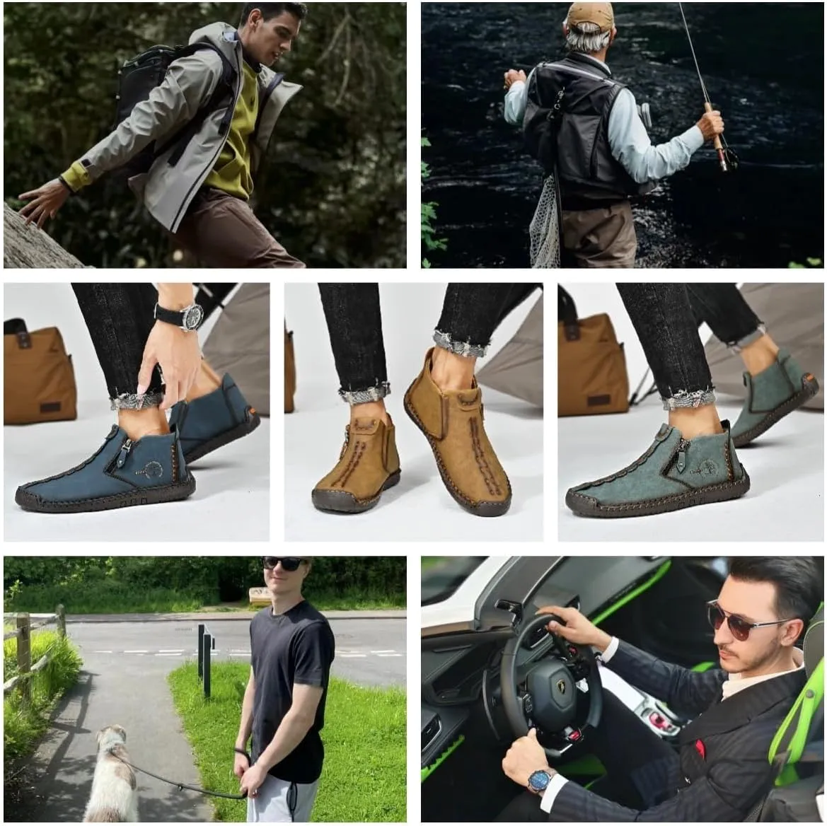 Phanile Mens Shoes, Men's Outdoor Comfy Arch Support Waterproof Walking Shoes, Orthopedic Sneakers Slip on Loafers