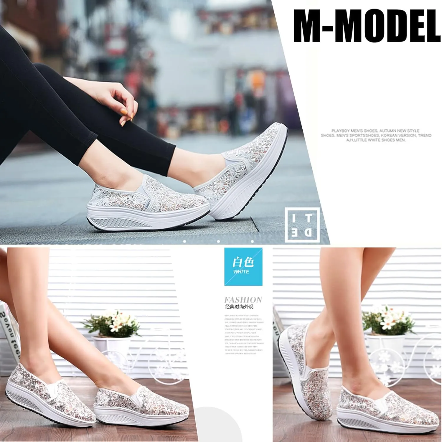 SOLPNOW Women's Mesh Sequin Slip On Orthopedic Diabetic Walking Shoes,with Arch Support Breathable Comfort Wedge Platform Loafers Outdoor Walking Sneakers