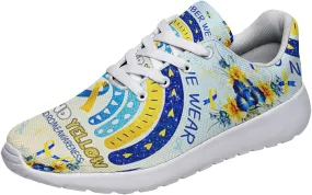 Sonzj-II Down Syndrome Awareness Shoes, Lace Up Walking Sneakers, Running Shoes Mesh Breathable Sports Trainers