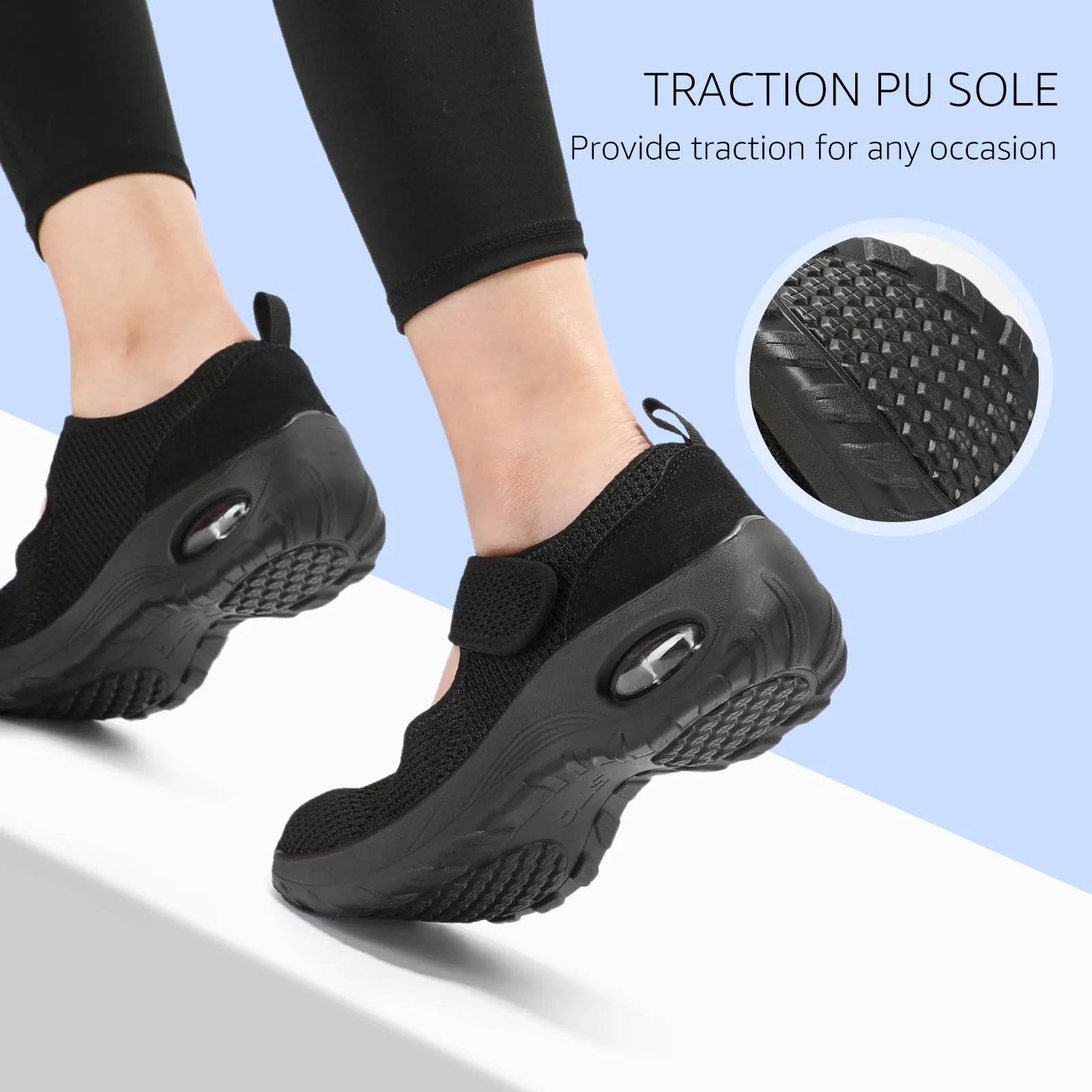 STQ Womens Walking Shoes Non Slip Orthopedic Shoes Adjustable Mary Jane Shoes