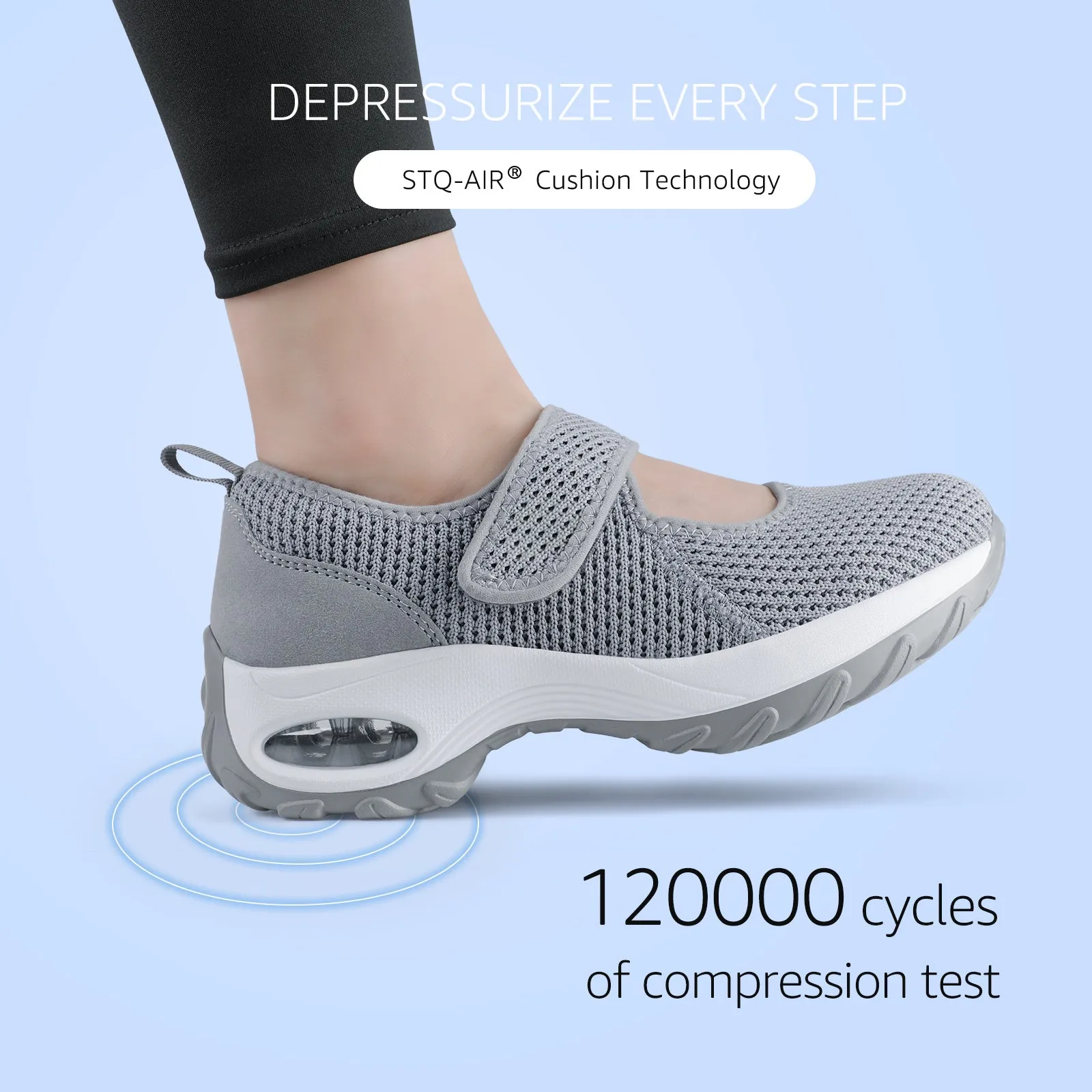 STQ Womens Walking Shoes Non Slip Orthopedic Shoes Adjustable Mary Jane Shoes