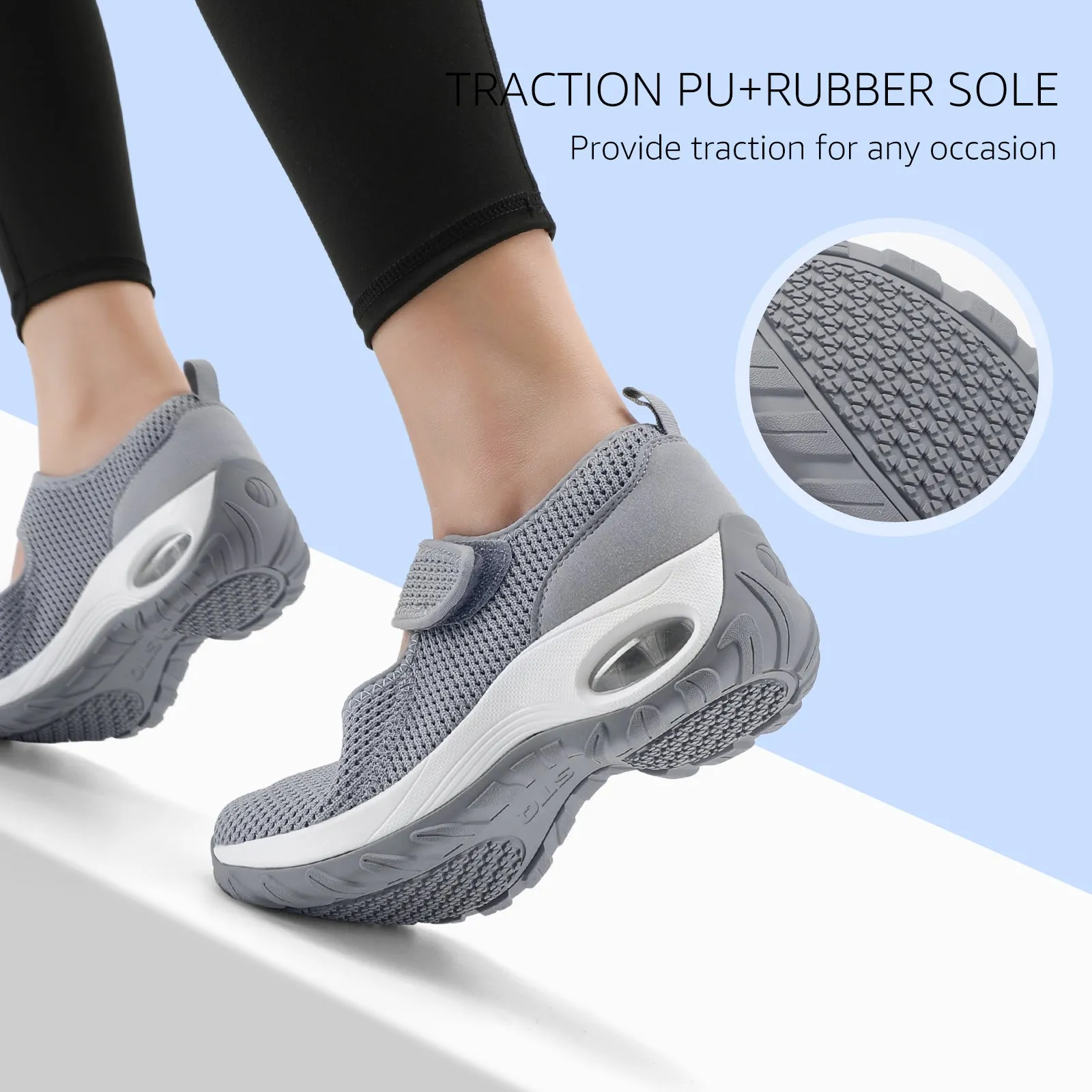 STQ Womens Walking Shoes Non Slip Orthopedic Shoes Adjustable Mary Jane Shoes