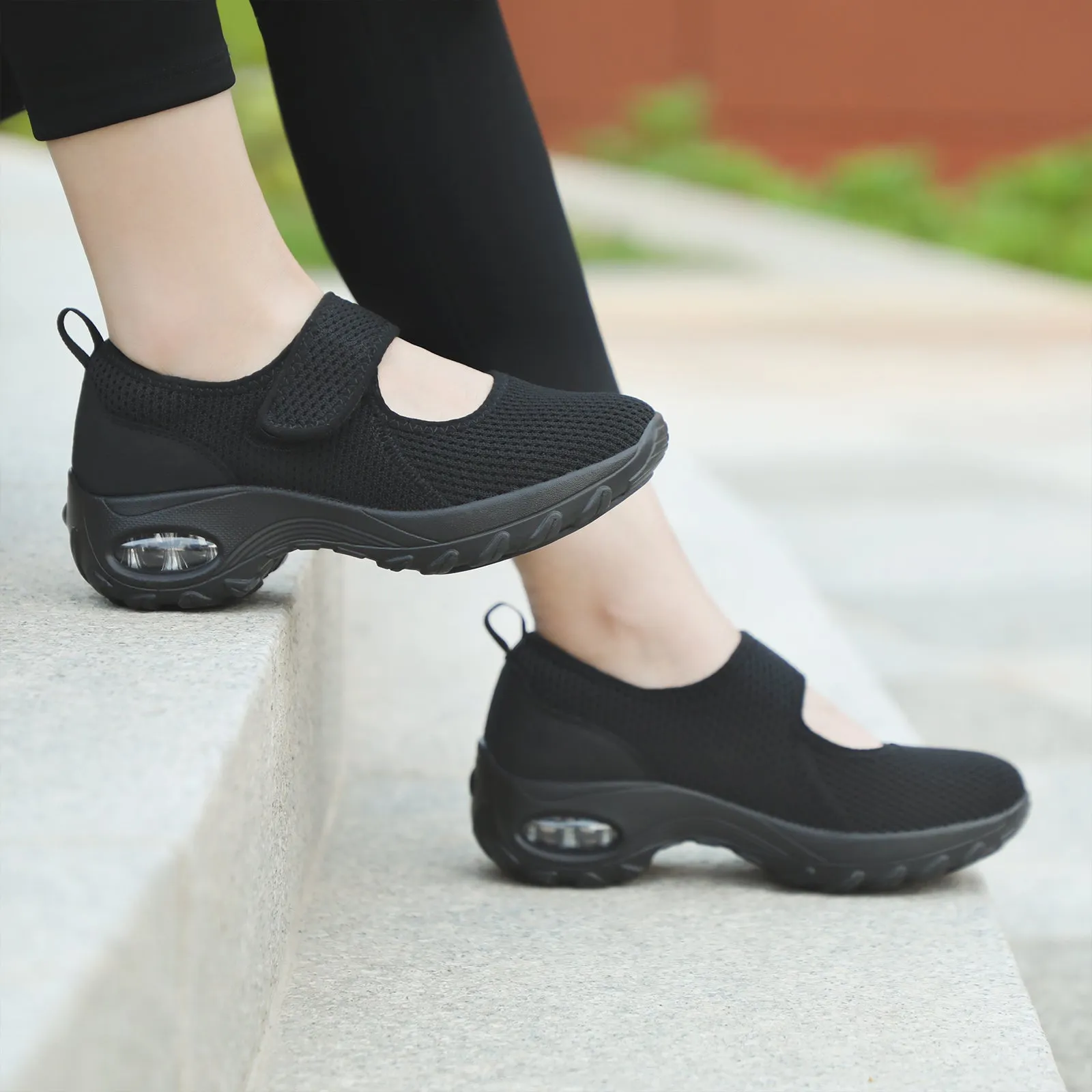 STQ Womens Walking Shoes Non Slip Orthopedic Shoes Adjustable Mary Jane Shoes