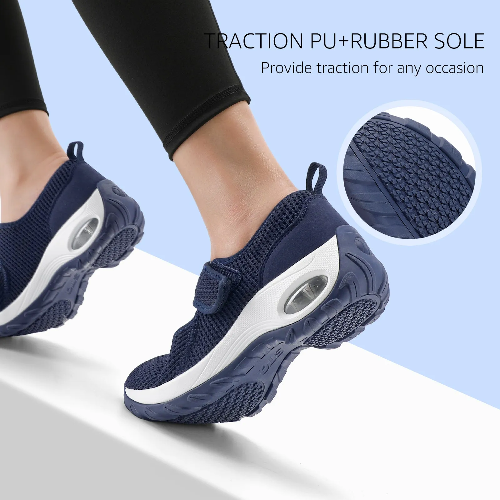 STQ Womens Walking Shoes Non Slip Orthopedic Shoes Adjustable Mary Jane Shoes