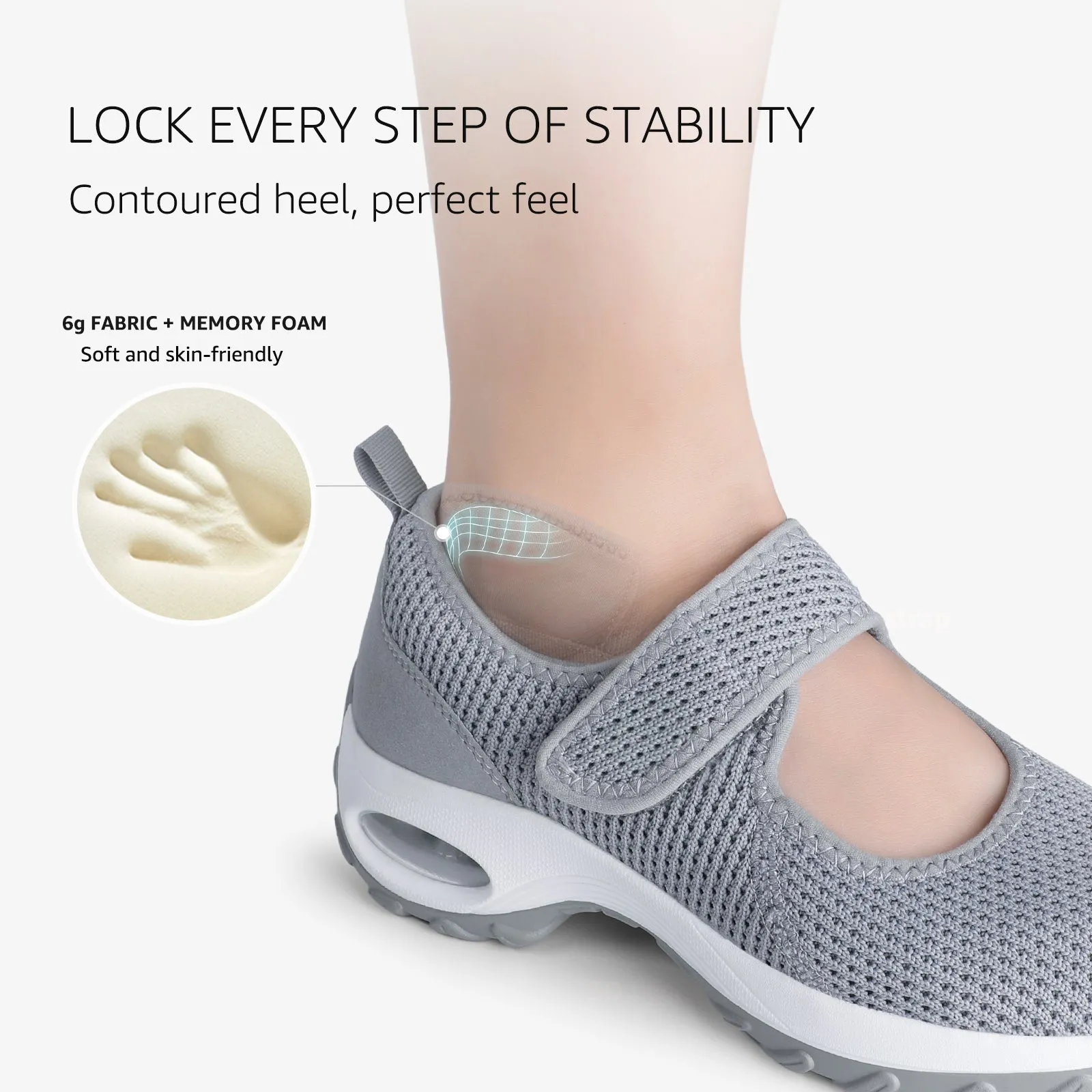 STQ Womens Walking Shoes Non Slip Orthopedic Shoes Adjustable Mary Jane Shoes