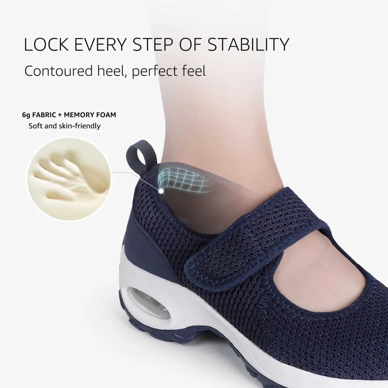 STQ Womens Walking Shoes Non Slip Orthopedic Shoes Adjustable Mary Jane Shoes