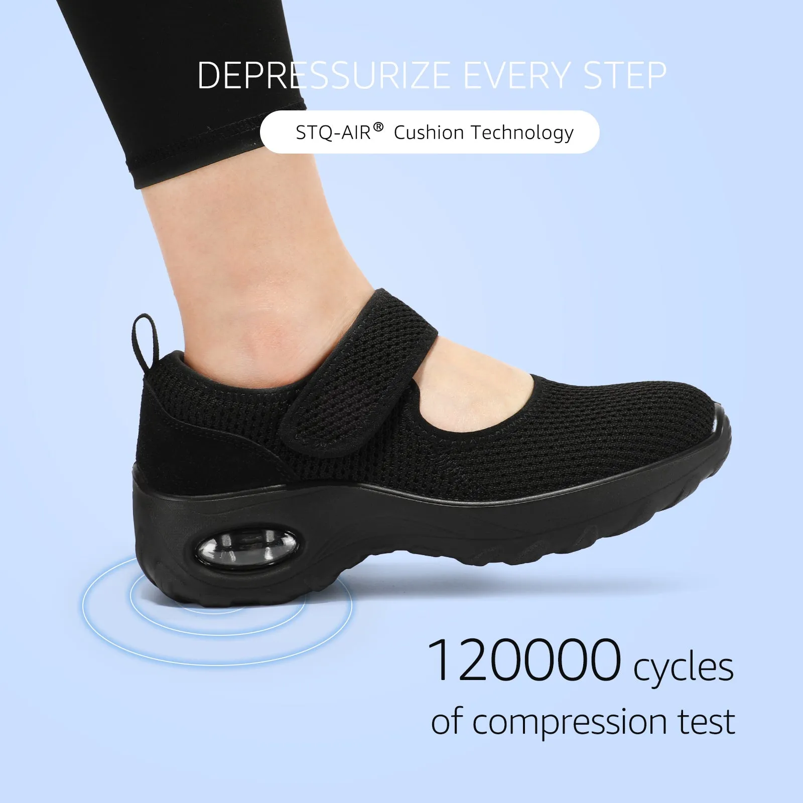 STQ Womens Walking Shoes Non Slip Orthopedic Shoes Adjustable Mary Jane Shoes