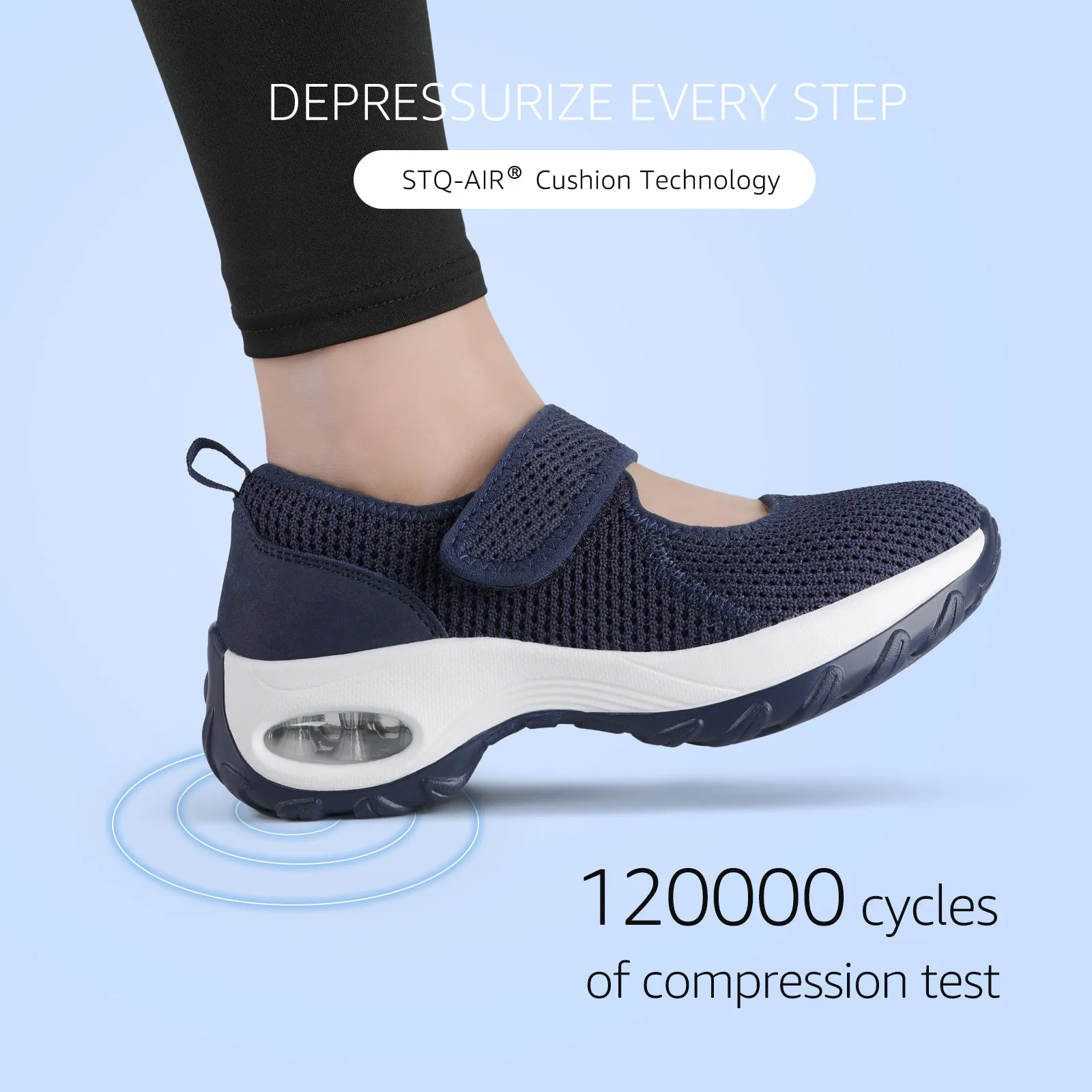 STQ Womens Walking Shoes Non Slip Orthopedic Shoes Adjustable Mary Jane Shoes