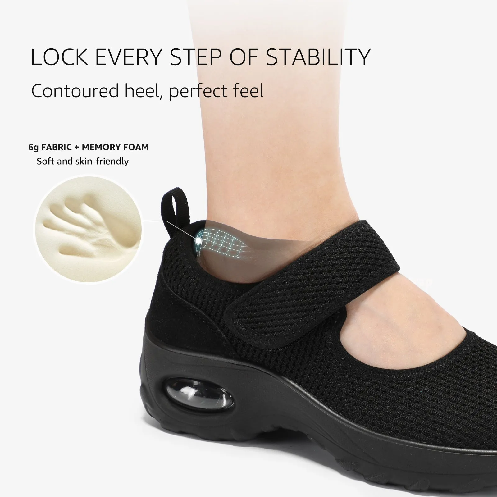 STQ Womens Walking Shoes Non Slip Orthopedic Shoes Adjustable Mary Jane Shoes