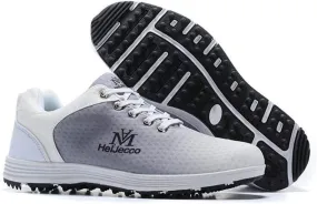 WJFGGXHK Men's Golf Shoes, Waterproof Golf Sneakers Spikeless Outdoor Anti-Slip Walking Fitness Trainers,White,39 EU