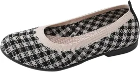 Women's Flat Ballet Shoes Knit Flat Shoes for Women Round Toe Slip on Women Flats for Dressy Casual Office Work Wedding Comfort Soft