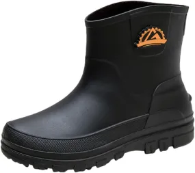 Women's Rain Boots Chelsea Mid Heel Ankle Boots Waterproof Non-Slip Chunky Platform Lug Sole Short Garden Boots