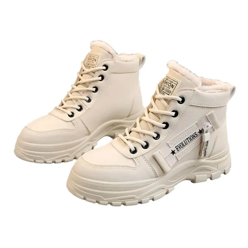 Women's Winter Snow Boots - Warm High-Top Platform Ankle Sneakers, Casual Plus Size 45