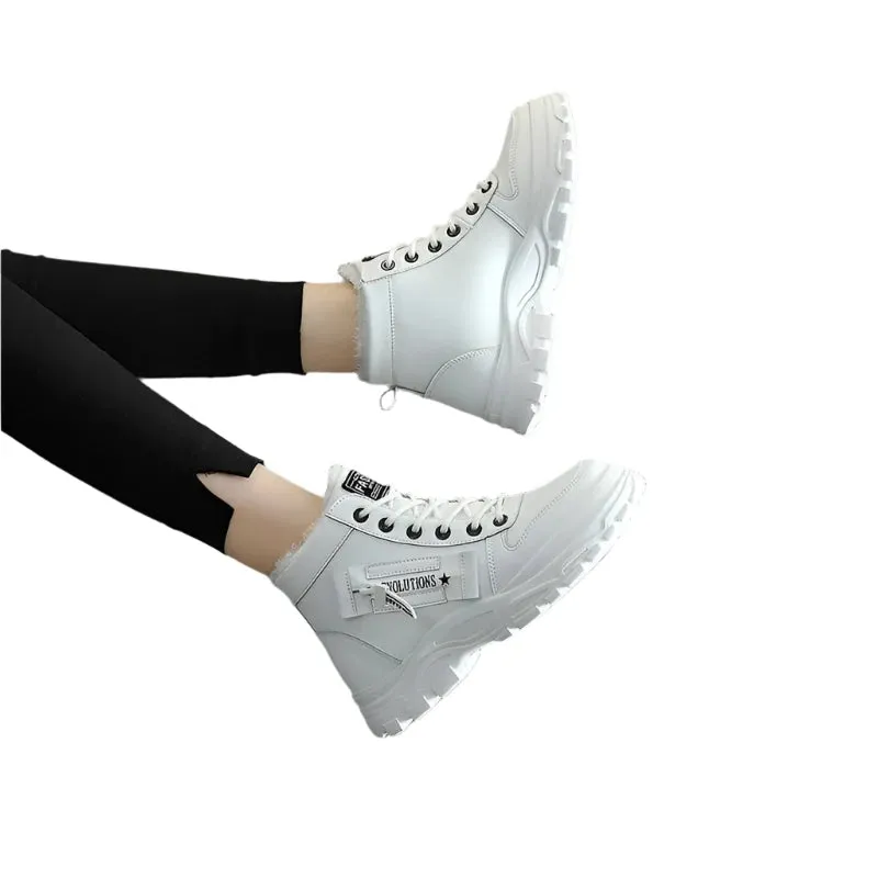 Women's Winter Snow Boots - Warm High-Top Platform Ankle Sneakers, Casual Plus Size 45