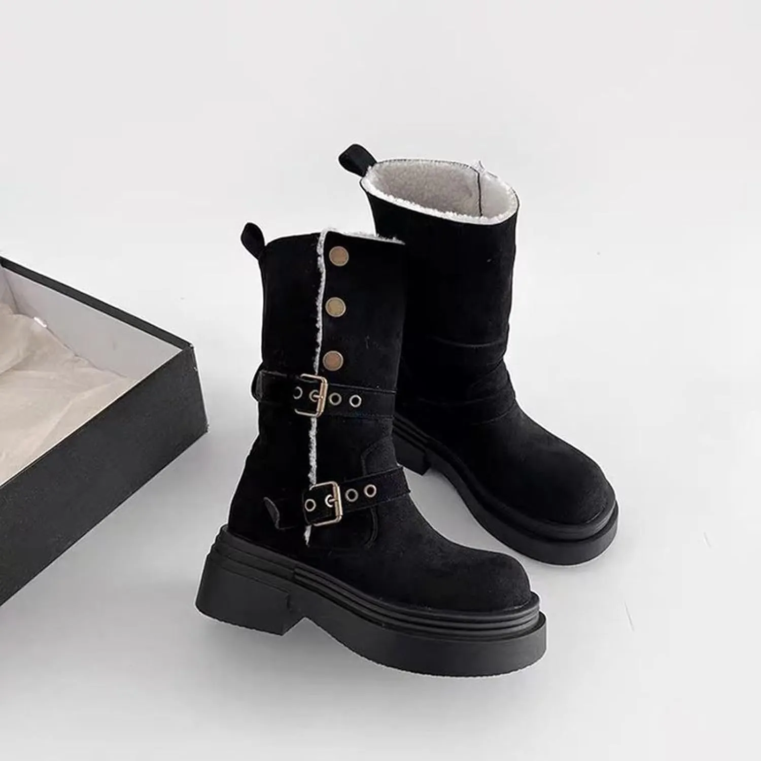 Womens Winter Snow Boots Waterproof Warm Plush Lined Shoes Mid Calf Slip on Booties Non Slip Boot for Women