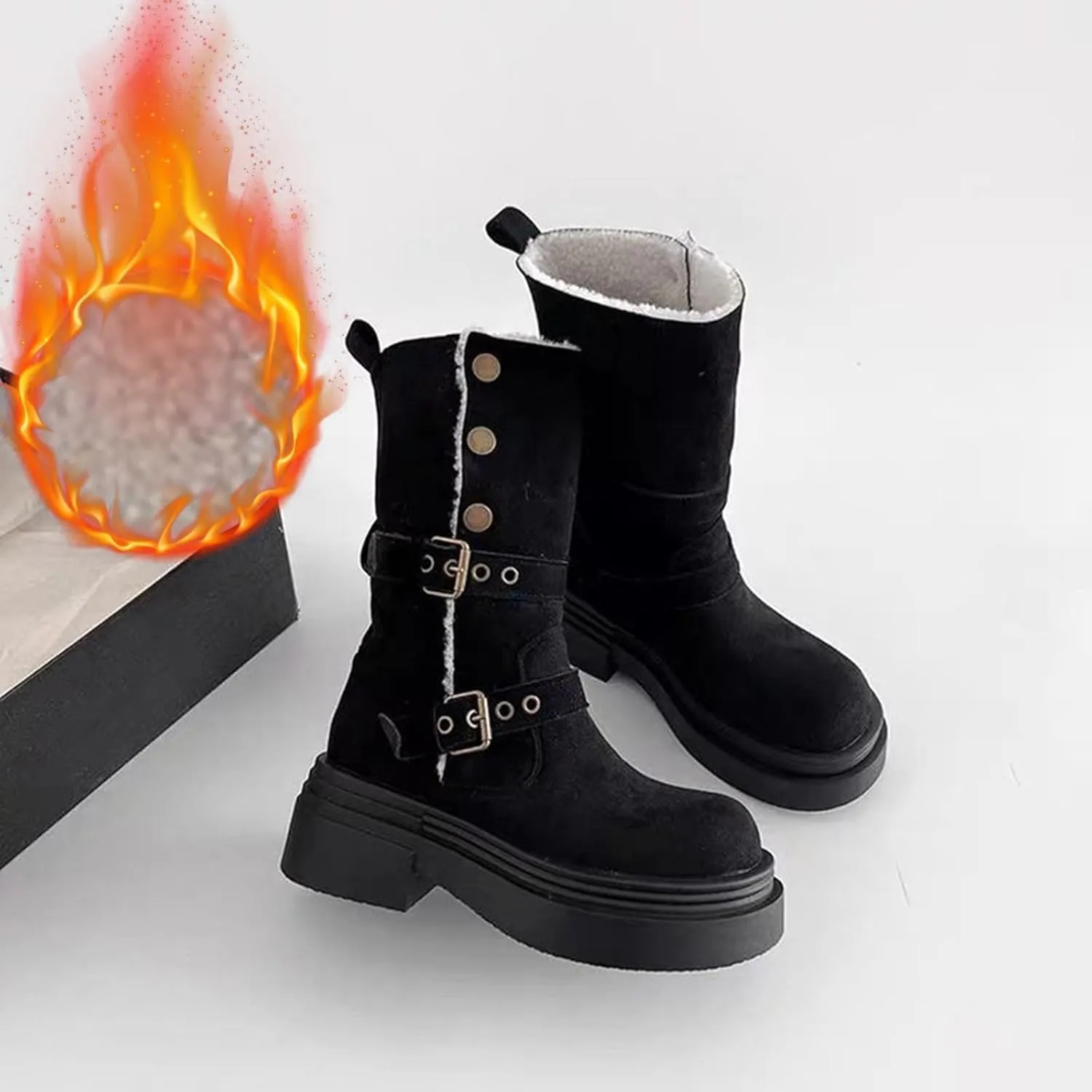 Womens Winter Snow Boots Waterproof Warm Plush Lined Shoes Mid Calf Slip on Booties Non Slip Boot for Women