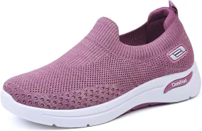 ZWRXW Orthopedic Sneakers for Women Summer Lightweight Casual Slip On Walking Shoes with Arch Support Breathable Soft Woven Shoe Non-Slip Mesh Up Footwear